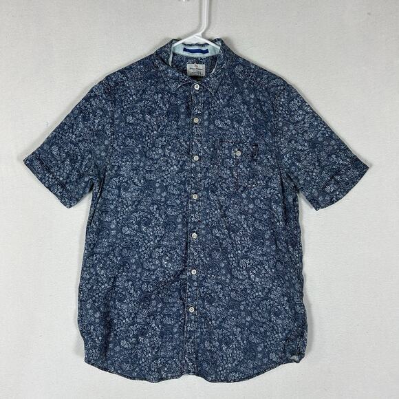 Tommy Bahama Island Modern Fit Button Up Shirt Men's Small Blue Short Sleeve Top - Picture 1 of 8